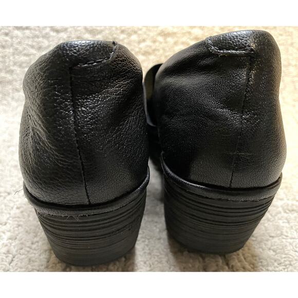 FLY London Black Leather Yale Shoes 41 US 10 Mary Janes Wedge - Picture 7 of 10